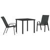 vidaXL Garden Dining Set 3 pcs Black Powder-coated Steel