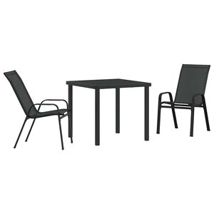 vidaXL Garden Dining Set 3 pcs Black Powder-coated Steel