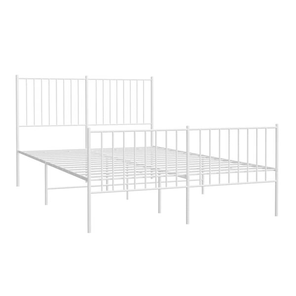 vidaXL Metal Bed Frame without Mattress with Footboard White 135x190cm