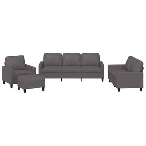 vidaXL 4 Piece Sofa Set with Cushions Grey Faux Leather