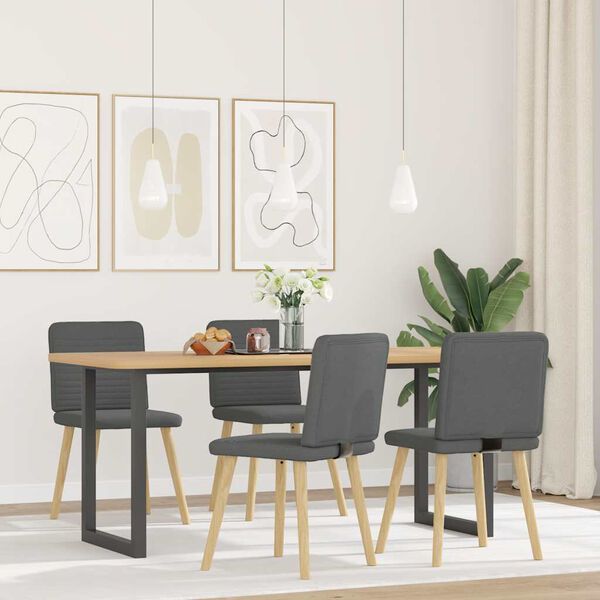 vidaXL Dining Chairs 4 pcs Dark Grey Fabric