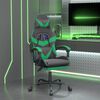 vidaXL Gaming Chair with Footrest Black and Green Faux Leather