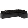 vidaXL 7 Piece Garden Sofa Set with Cushions Black Poly Rattan