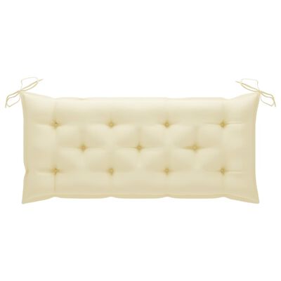 vidaXL Garden Bench with Cream White Cushion 120 cm Solid Teak Wood