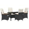 vidaXL Garden Dining Set 5 pcs Black Poly Rattan