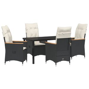vidaXL Garden Dining Set 5 pcs Black Poly Rattan