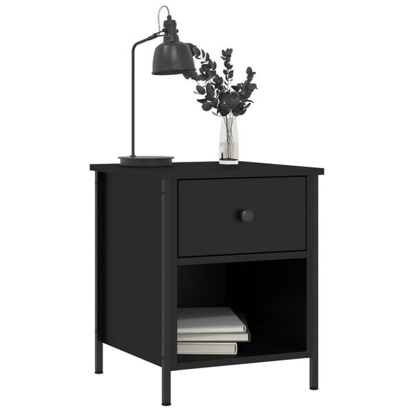 vidaXL Bedside Cabinet Black 40x42x50 cm Engineered Wood