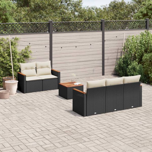 vidaXL 6 Piece Garden Sofa Set with Cushions Black Poly Rattan
