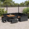 vidaXL Garden Sofa Set with Cushion 13 pcs Black Poly Rattan