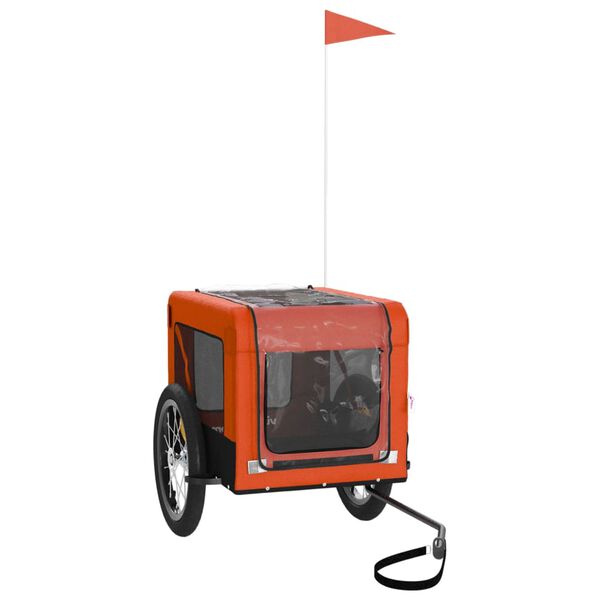 vidaXL Pet Bike Trailer Orange and Black Oxford Fabric&Iron