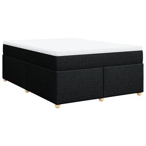 vidaXL Box Spring Bed with Mattress Black Queen Fabric