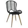 vidaXL Dining Chairs 6 pcs Black Natural Rattan