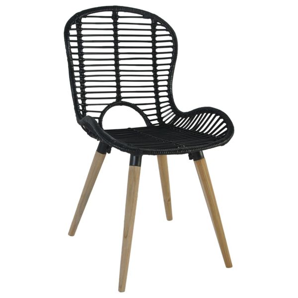 vidaXL Dining Chairs 6 pcs Black Natural Rattan