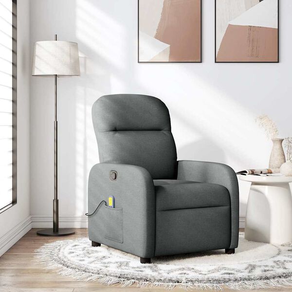 vidaXL Massage Recliner Chair Dark Grey Fabric