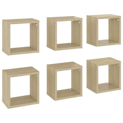 vidaXL Wall Cube Shelves 6 pcs Sonoma Oak 22x15x22 cm