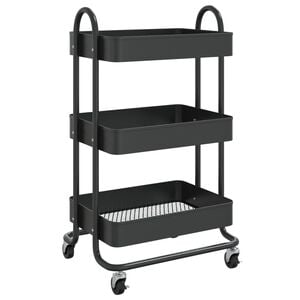 vidaXL 3-Tier Trolley Black 43x34x79 cm Steel