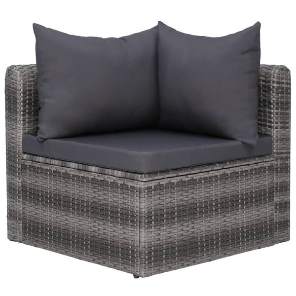 vidaXL 8 Piece Garden Lounge Set with Cushions Poly Rattan Grey