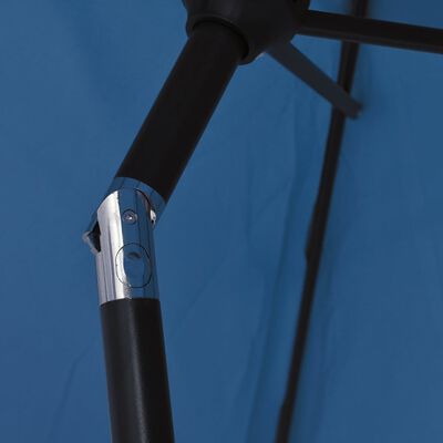 vidaXL Outdoor Parasol with LED Lights and Steel Pole 300 cm Azure