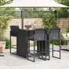 vidaXL 5 Piece Garden Bar Set without Cushions Black Poly Rattan Acacia