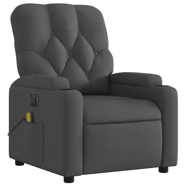 vidaXL Electric Massage Recliner Chair Dark Grey Fabric