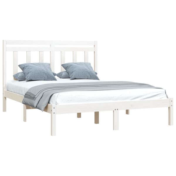 vidaXL Bed Frame without Mattress White 135x190 cm Double Solid Wood