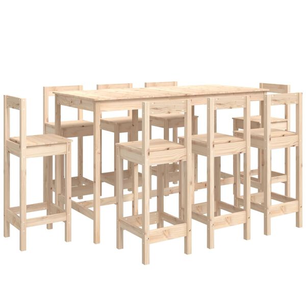 vidaXL 9 Piece Bar Set Solid Wood Pine