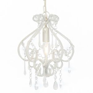vidaXL Ceiling Lamp with Beads White Round E14