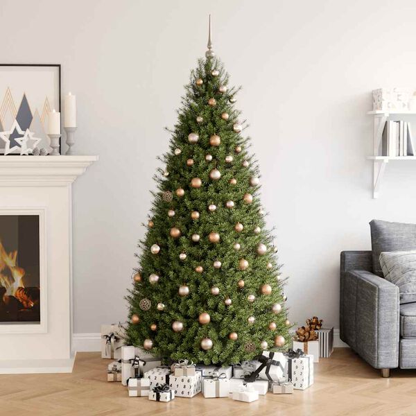 vidaXL 120 Piece Christmas Ball Set with Peak and 300 LEDs Rose Gold