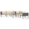 vidaXL 7 Piece Garden Lounge Set with Cushions Grey Poly Rattan
