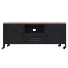 vidaXL TV Cabinet Black 110x30x43 cm Iron and Solid Wood Fir