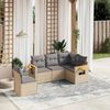 vidaXL 5 Piece Garden Sofa Set with Cushions Beige Poly Rattan