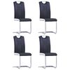 vidaXL Cantilever Dining Chairs 4 pcs Black Faux Leather
