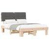 vidaXL Bed Frame with Upholstered Headboard Natural and Dark grey