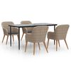 vidaXL 5 Piece Garden Dining Set with Cushions Brown