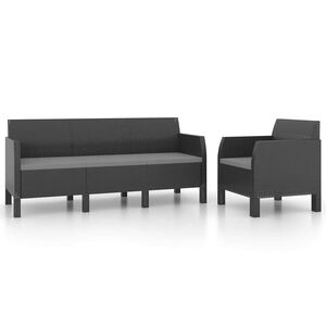 vidaXL 2 Piece Garden Lounge Set with Cushions PP Rattan Anthracite