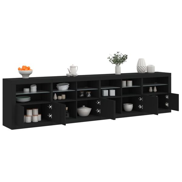 vidaXL Sideboard with LED Lights Black 283x37x67 cm