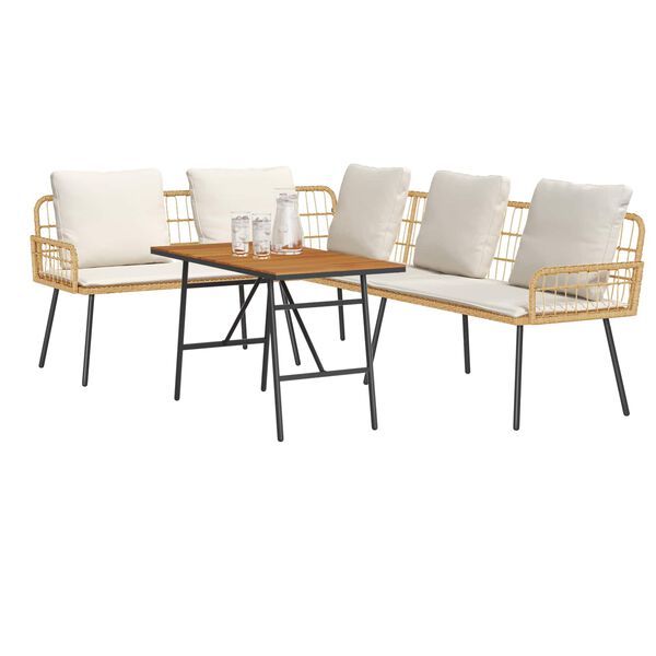 vidaXL Garden Sofa Set 2 pcs Natural Poly Rattan