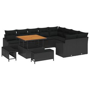 vidaXL Garden Sofa Set 12 pcs Black Poly Rattan