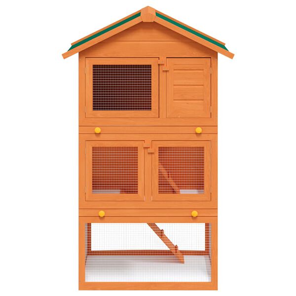 vidaXL Outdoor Rabbit Hutch Small Animal House Pet Cage 3 Layers Wood