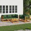 vidaXL 6 Piece Garden Lounge Set with Green Cushions Solid Wood