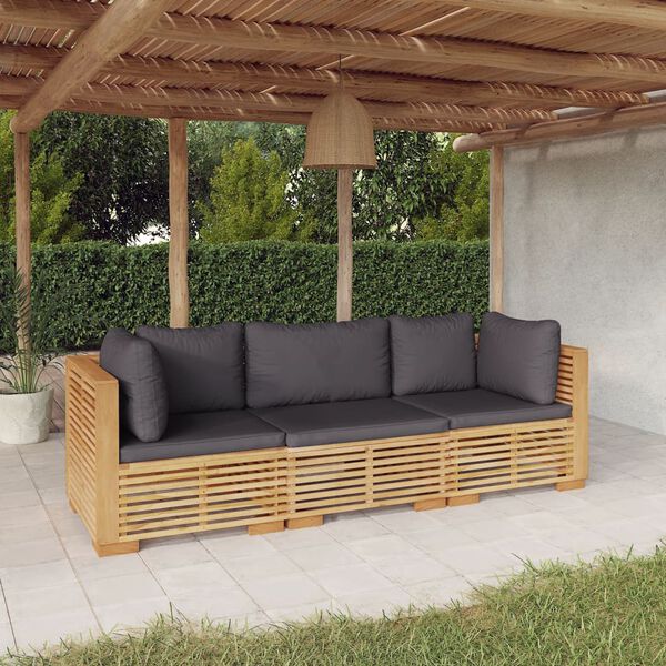 vidaXL 3 Piece Garden Lounge Set with Cushions Solid Wood Teak
