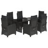 vidaXL 7 Piece Garden Dining Set with Cushions Black Poly Rattan