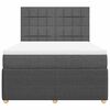 vidaXL Box Spring Bed with Mattress Dark Grey Double Fabric