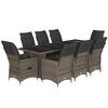 vidaXL 9 Piece Garden Bistro Set with Cushions Grey Poly Rattan