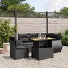 vidaXL 6 Piece Garden Sofa Set with Cushions Black Poly Rattan