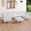 vidaXL 7 Piece Garden Lounge Set White Solid Wood Pine