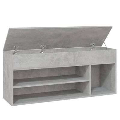 vidaXL Shoe Bench Concrete Grey 105x30x45 cm Engineered Wood
