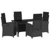 vidaXL Garden Dining Set 5 pcs Black Poly Rattan