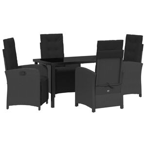 vidaXL Garden Dining Set 5 pcs Black Poly Rattan