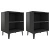 vidaXL Bed Cabinets with Metal Legs 2 pcs High Gloss Black 40x30x50 cm